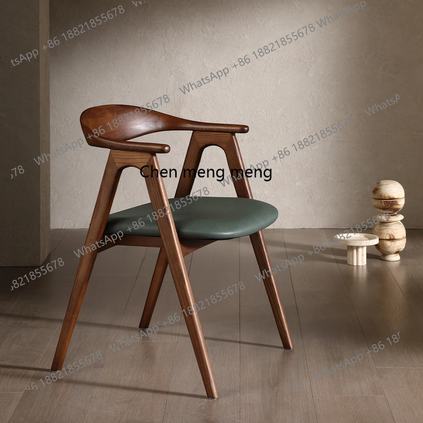 

Medieval solid wood dining chair comfortable sedentary ash wood tenon and mortise armchair