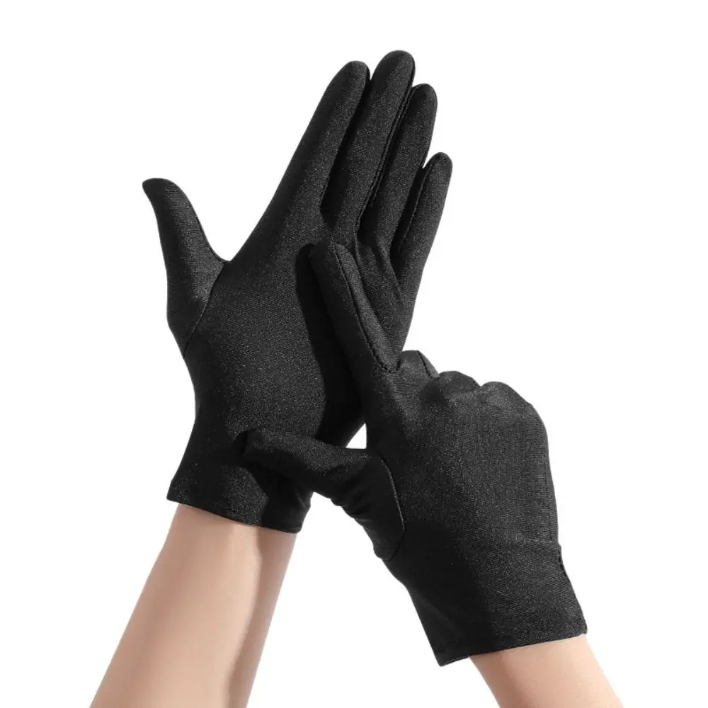 Solid Color Milk Silk Driving Gloves Non-Slip Stretch Serving Waiters Mittens Sunscreen Breathable Household Gloves Female