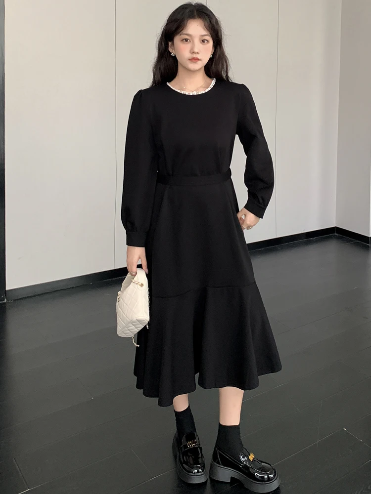 NYFS 2025 gros MM grande taille Robe longue mode Patchwork ample confortable Robe décontractée automne femmes Elbise