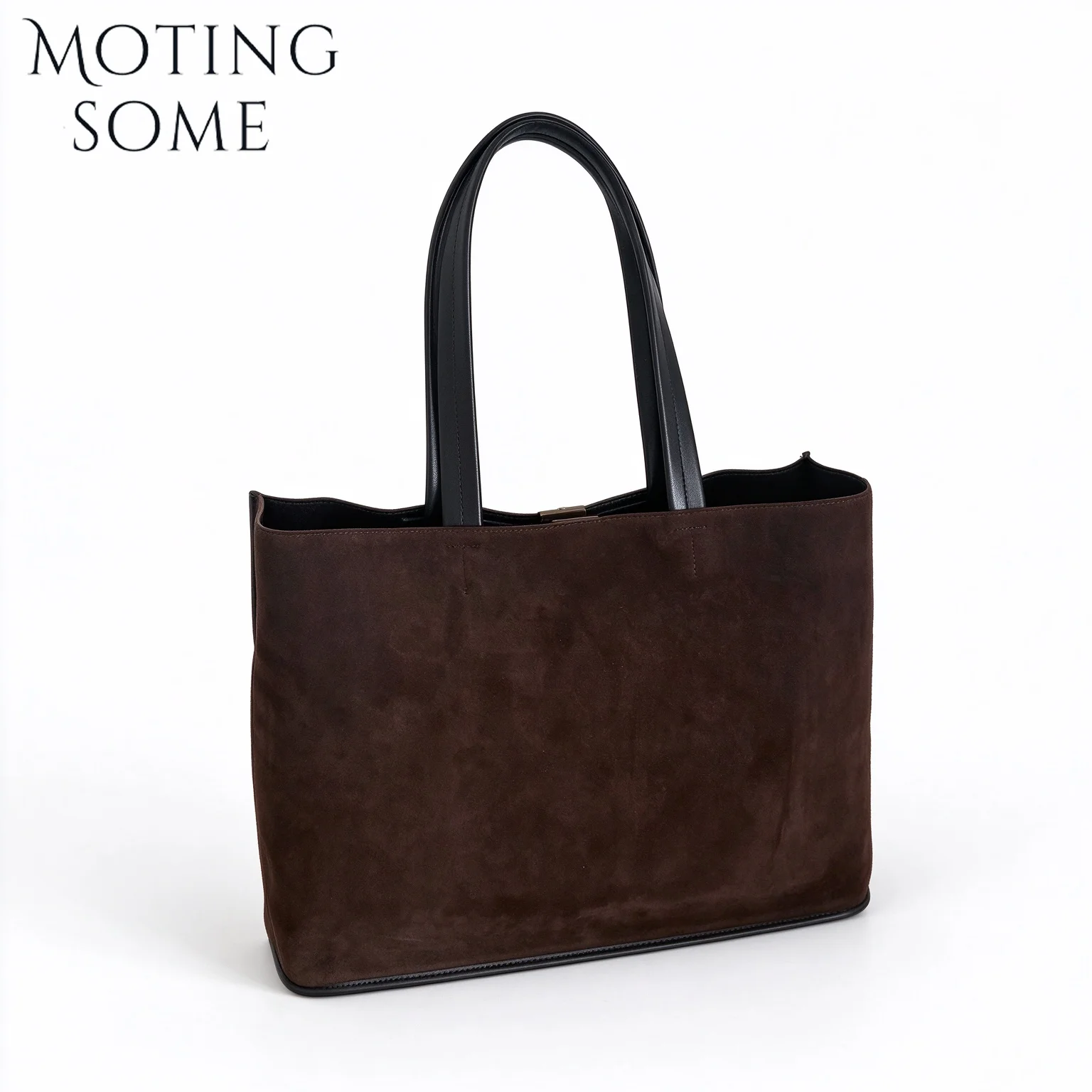 MOTINGSOME Rommy 46cm Big Tote Natural Suede Leather Handbag Shoulder Casual Tote Winter Shopper Bags Minimalism Purse 2026 New