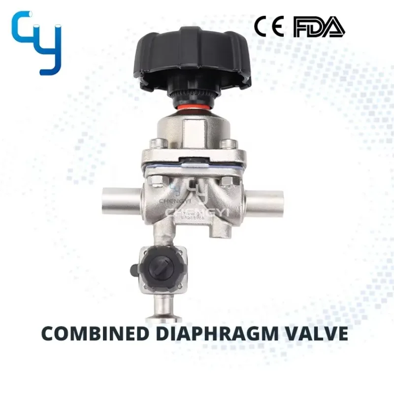 Customized Sanitary Stainless Steel Aseptic Combined Tandem Diaphragm Valve Main Valve With Outlet Valve