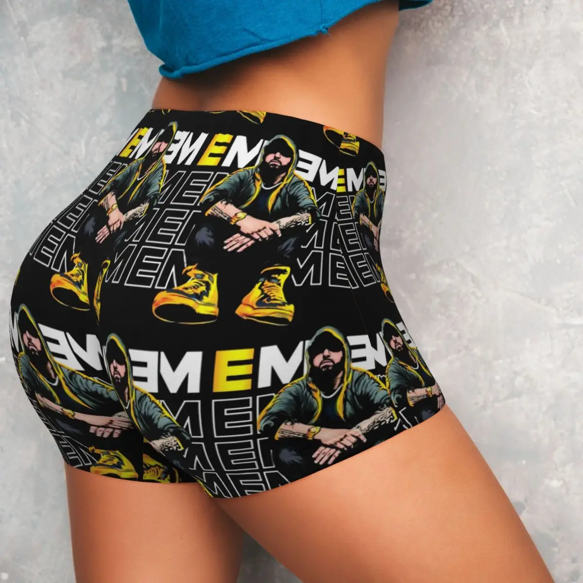 Shorts de ioga Eminem 1 personalizados para mulheres, treino de ginástica, corrida, vôlei atlético, shorts de motociclista