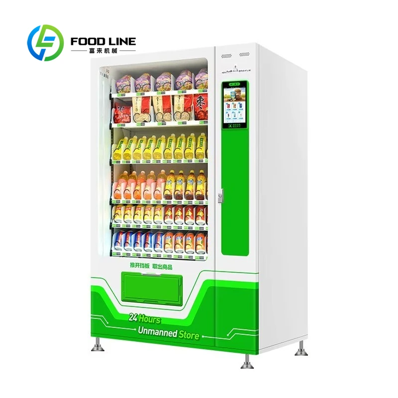 Smart Combination Fast Food Vending Machine Refrigerated Beverages Snacks 15.6-inch Touch Screen Vending Machine