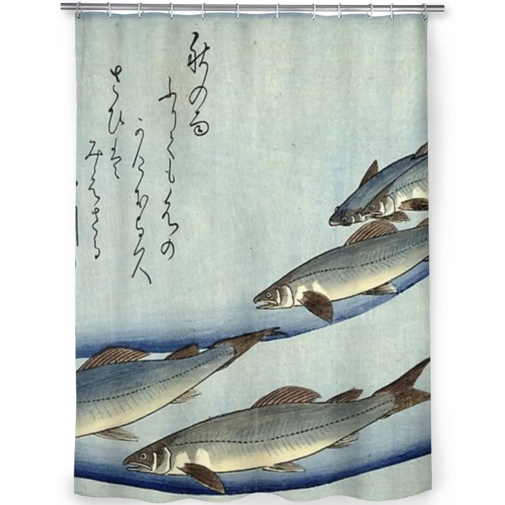 Ichiryusai Hiroshige - river trout Shower Curtain  Bathroom Decoration Shower Curtain Birthday Gift