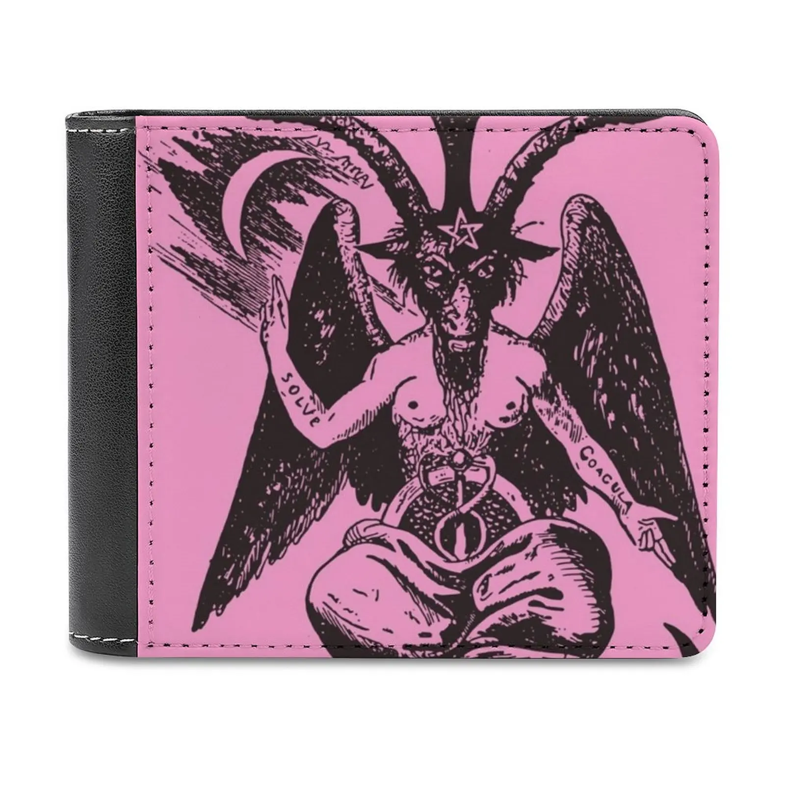 

Черный на розовом Baphomet Мужской кошелек из искусственной кожи Короткие мужские кошельки Кошелек для кредитных карт для мужчин Сумка для денег Baphomet Pastel Goth Pink