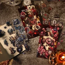 3Sheets Retro Sticker Night Charm Opera Gothic Floral Collage Paper School Supplies Handbook Scrapbook 172*84mm Stationery