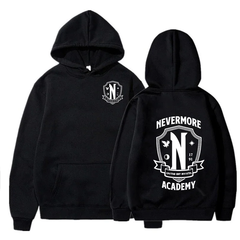 Nevermore Academy Hoodie Trendy Retro Text Pattern Sweatshirts Women's Men's Clothing Tv Drama Streetwear