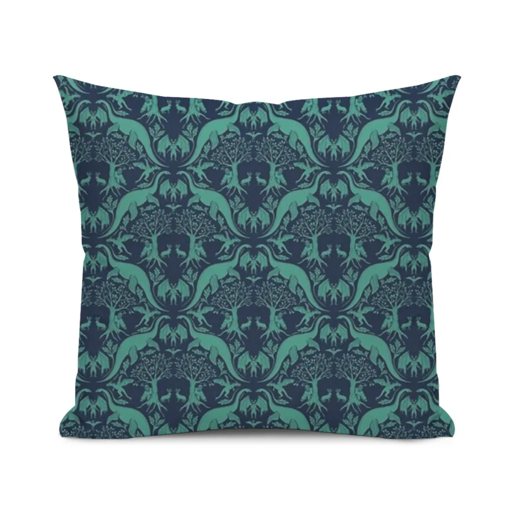 Teal & Blue Cryptid Damask Cushion Cover 45x45cm Home Decor Sofa Pillow Home Pillowcase