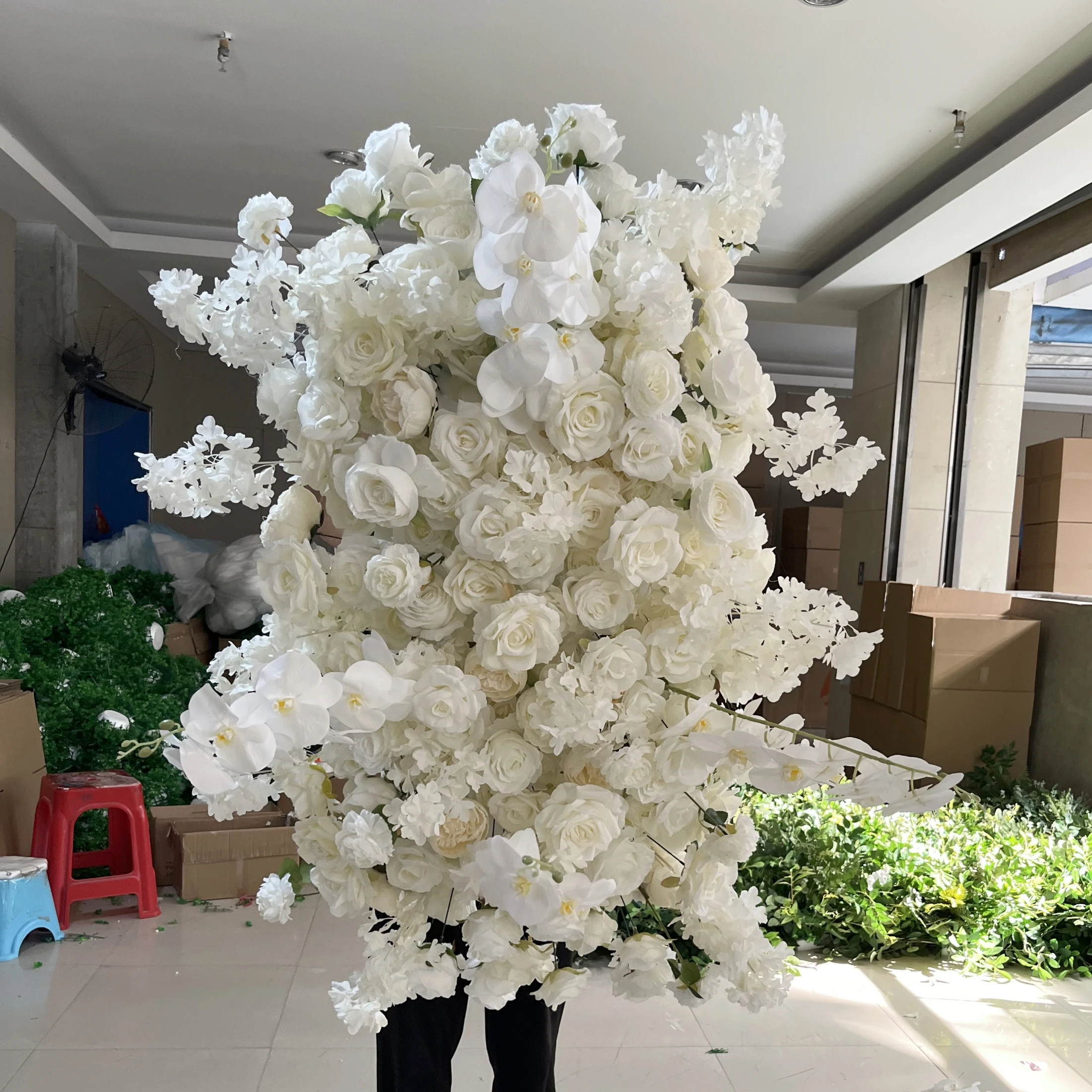 Wedding Planner White Faux Hydrangeas Everlasting Rose Gold Vase Centerpiece Backdrop Arch Stand Decoration For Party Event