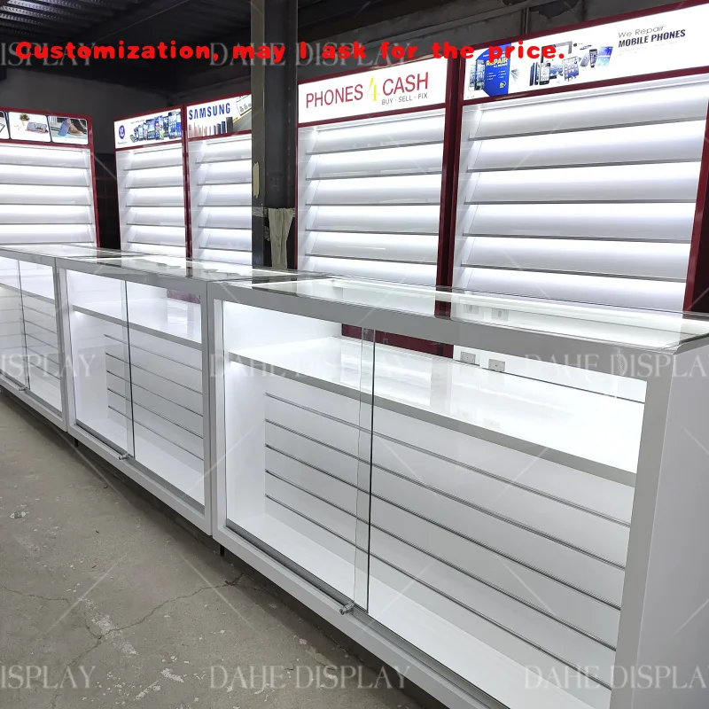 custom.Popular Store Design Idea Wooden Wall Shelf Display Cabinet Mobile Phone Shop Cases in USA