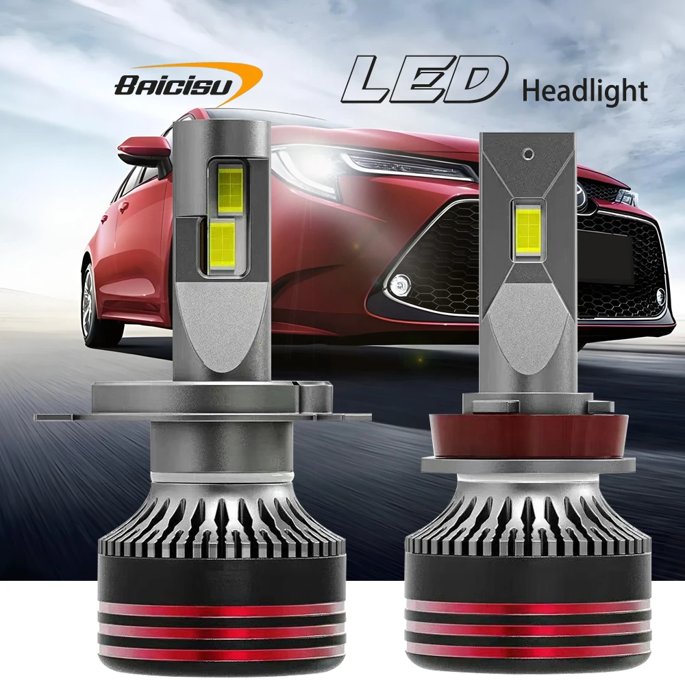 

2PCS 9005/HB3 9006/HB4 H7 H11 H4 H1 LED Headlight Bulbs High Low Beam 130W 30000LM 6000K Super Bright Plug & Play With Fan