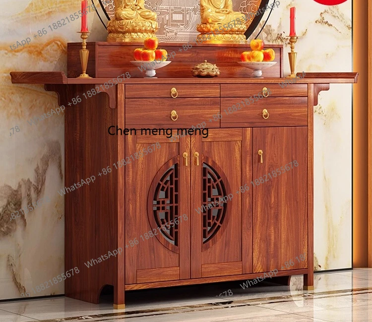 

Solid wood, Buddhist platform home incense case table, Guan Gong Guanyin Bodhisattva Buddha statue cabinet, small tribute