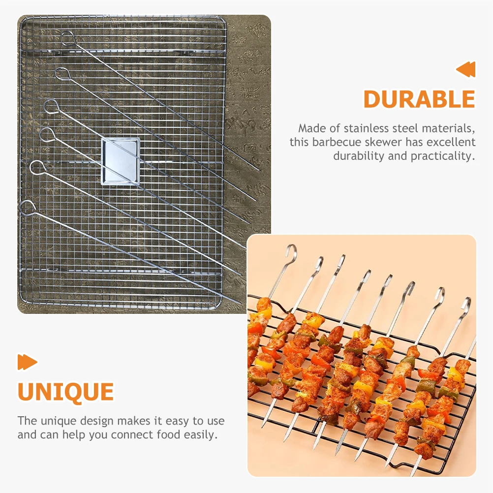 

8 Pcs Stainless Steel Baking Tag Barbecue Grilling Accessories Skewers Kabob for