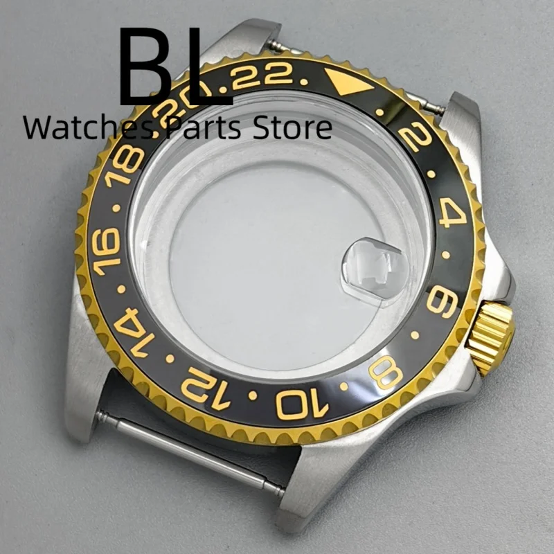 BLIGER 43mm Two Tone Silver Gold SUB GMT Watch Case Sapphire Glass Fit NH34 NH35 NH36 Miyota DG ETA2824 2836 PT5000 Movement - view 2
