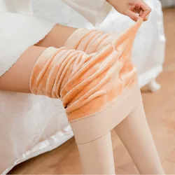 Thick Velvet Winter Warm Tights Pantyhose Women Skinny Stretch Warm High Waist Stocking Insulated Pants Solid Color