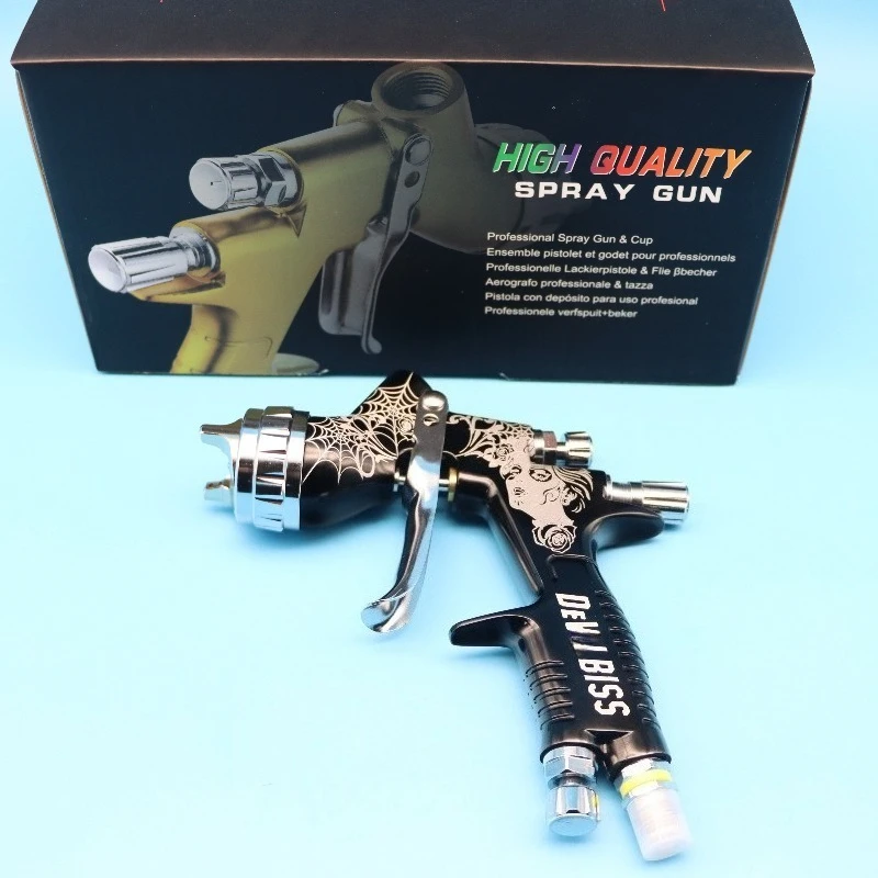 Black Spider Spray Gun TE20/T110 Mm Nozzle LVMP Paint Tool 600 Ml Cup Varnish and Primer for DEVILBLSS