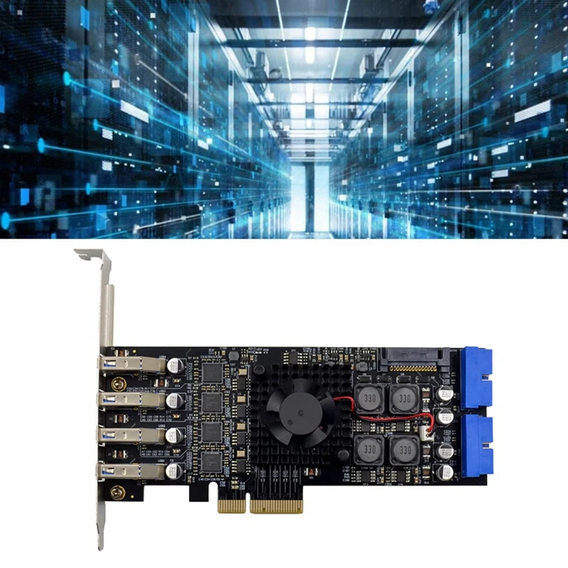 1Set PCI-E X4 ST676 NEC720202 USB3.0 Card Four Channel 8-Port Powers Industrial Vision High-Speed Conversion Card