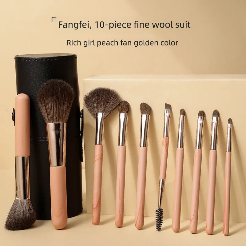 휴대용 미니 메이크업 브러쉬 세트, 10개 동물 털 아이섀도우 브러쉬, 블러쉬 브러쉬, 창저우 메이크업 브러쉬 세트