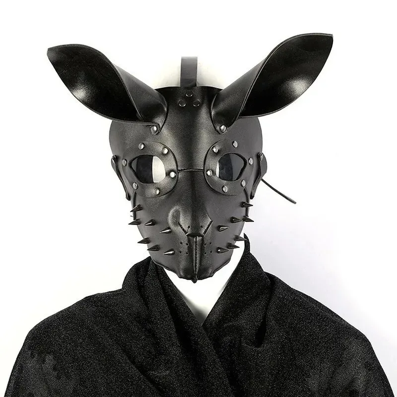 DY20Bunny Masque Halloween Masque tridimensionnel Steampunk lapin carnaval Masque en cuir PU lapin Cosplay masques 3D lapin Masque