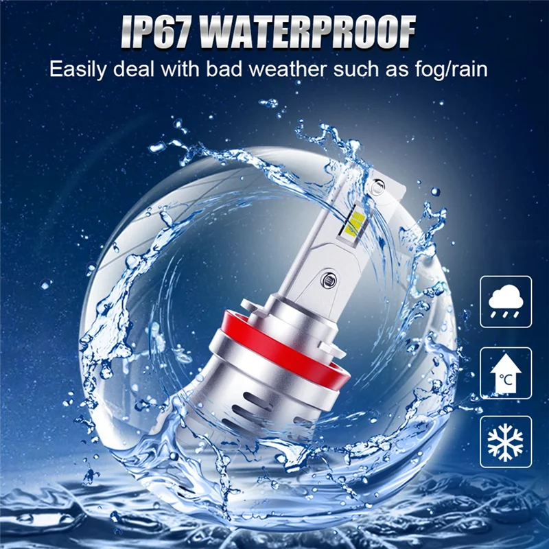 H11/H8/H9 LED Headlight Bulbs, 300W 30000 Super Bright LED Headlights 6000K Cool White IP67 Waterproof, 2 Pack