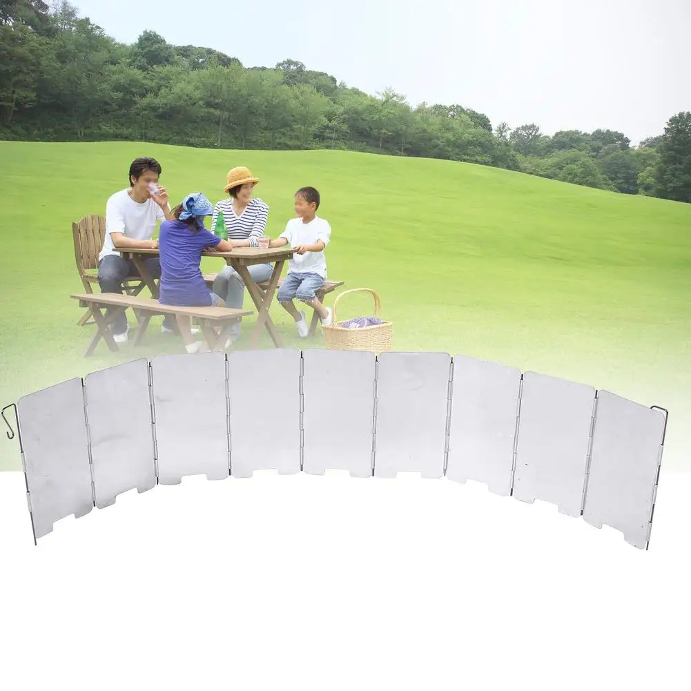 Foldable Wind Deflectors for Outdoor Camping Stove - 9 Plates Cooking Gas Stove Wind Screens