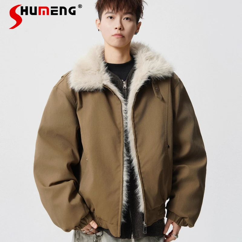 

Trendy Retro Thickened Parkas Men Women 2025 Winter New Couple Fashion Versatile Coats Male Solid Color Long Sleeve Warm Parkas