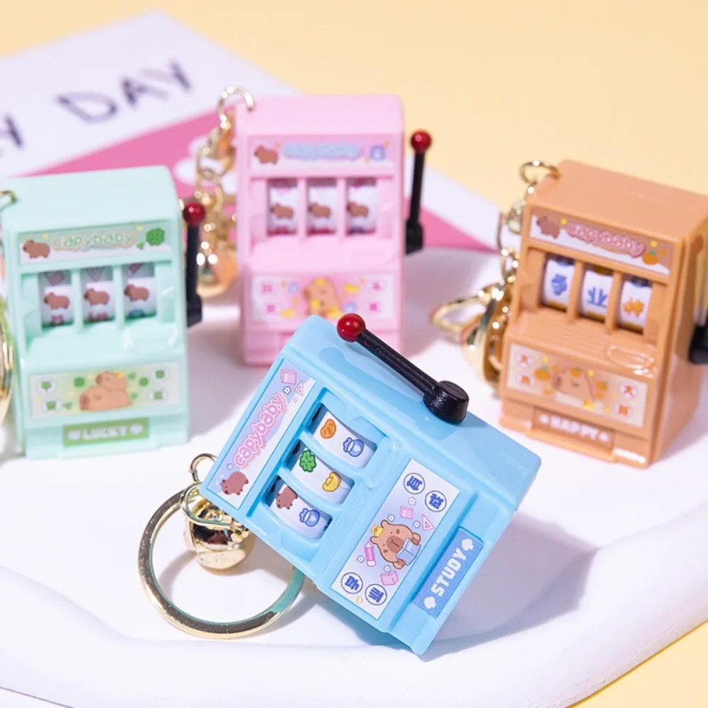 Capybara Capybara Machine Keychain Playable Lucky Fruit Machine Mini Game Machine Keyring Shake Toy Cartoon Cartoon Bag Pendant