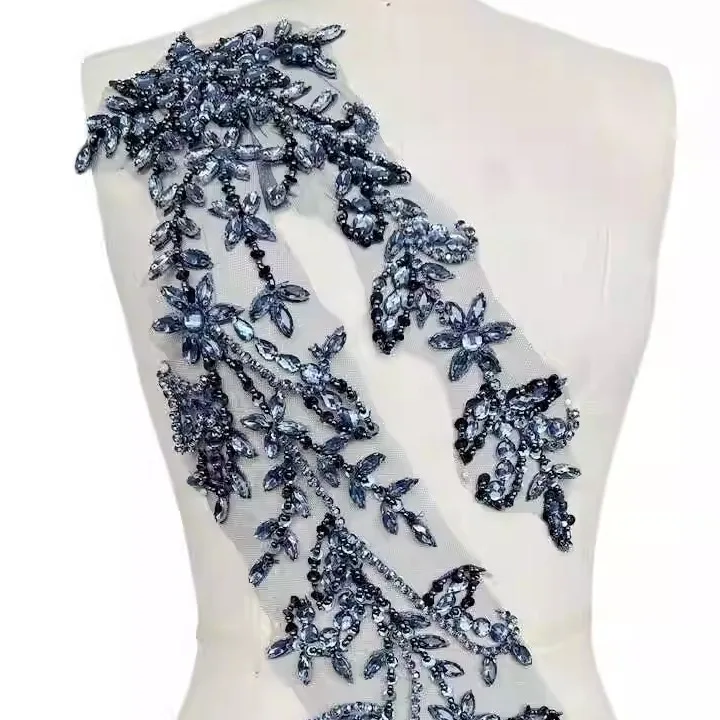 14色のハードビーズクリスタルアクセサリー、プロファイリング装飾、ウェディング生地、イブニングドレス、バックラインストーン素材、装飾品