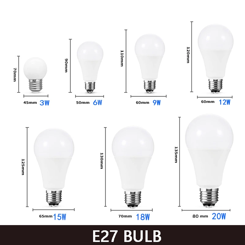 10 Buah DC12V-85V Lampu Bohlam LED E27 E14 DC12V 24V 36V 85V 3W 6W 9W 12W 15W 18W 20W Lampada Bombilla Lampu Meja Pencahayaan