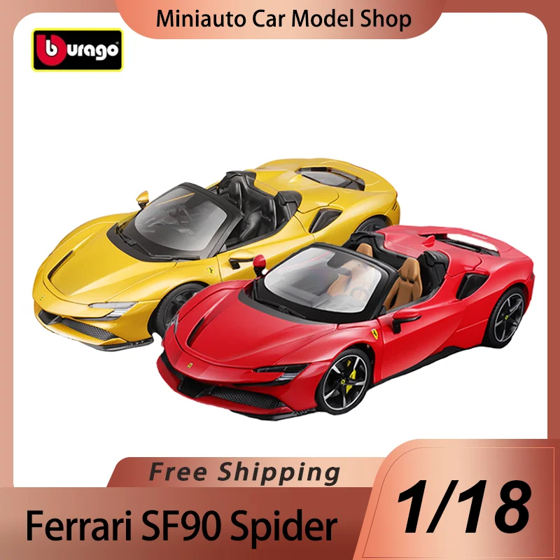 

In Stock Bburago 1:18 Ferrari Sf90 Spider Alloy Miniature Sports Car Ferrari Stradale Diecast Model Toys Car Christmas Kid Gift