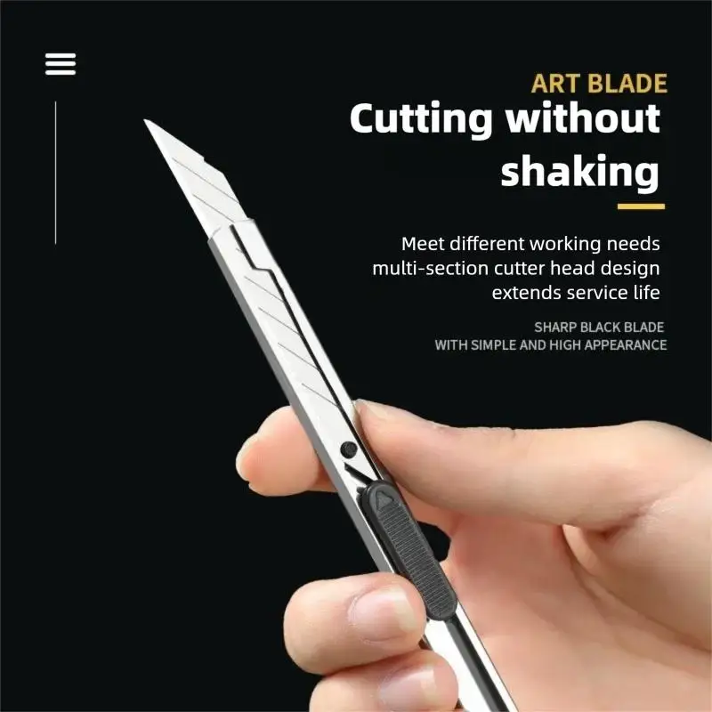 10-100pcs Stainless Steel Lockable Utility Knife Portable Office Supplies Metal Paper Handicrafts Cardboard Boxes Cutting Knife