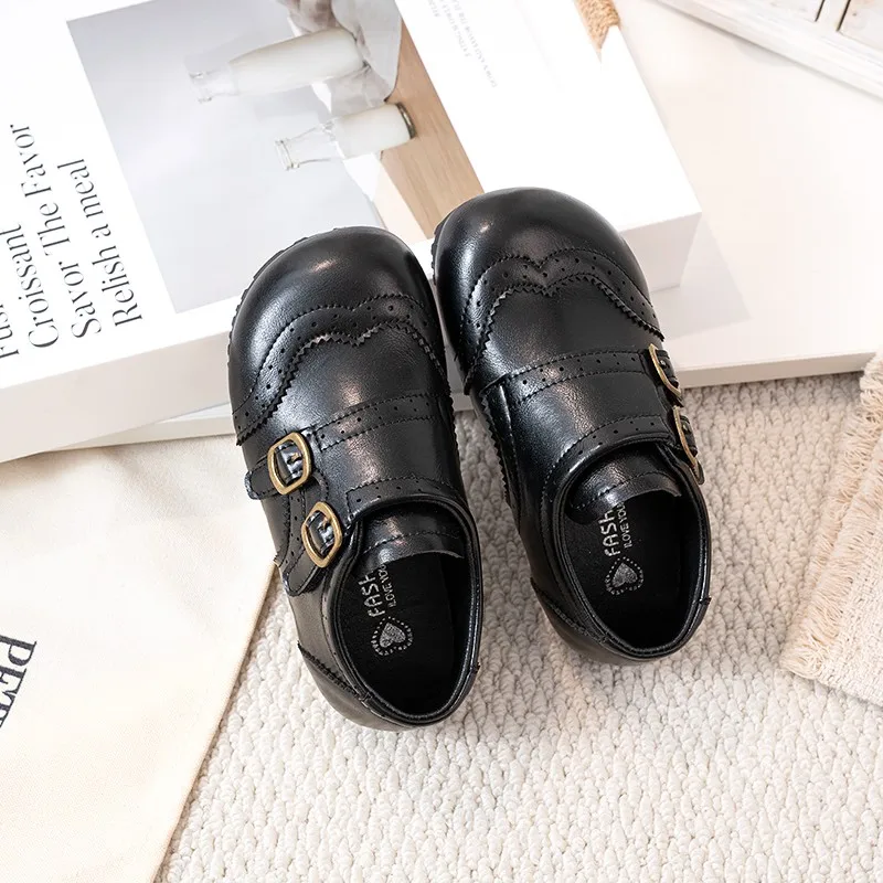 Vintage Mädchen Lederschuhe 2026 Neue Herbst-Kleinkinder Britischer Stil Doppelschnallen-Brogue-Oxfords Kinder Weichsohlen-Schulschuhe – Detail 4