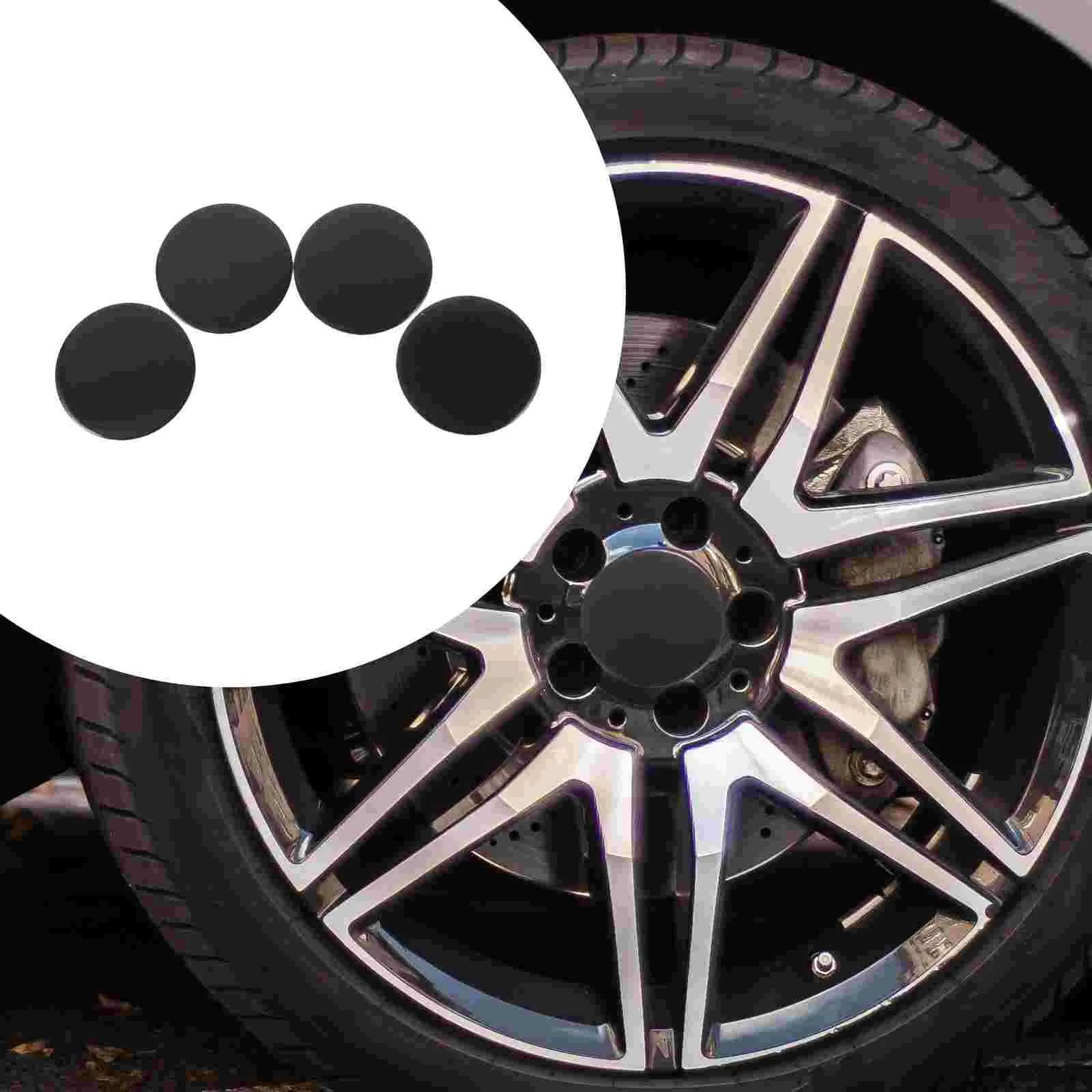 

4 Pcs Car Modified Stickers Auto Rim Refit Covers Dirtproof Hub Center Hubcaps Accessory Black Tire Wheel