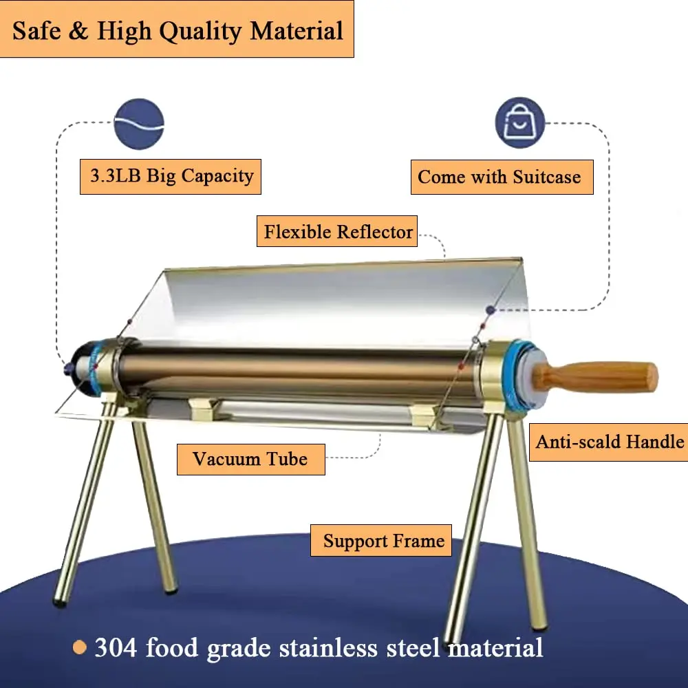 HELIOTEC Solar Cooker Oven BBQ Grill Portable Stove for Outdoor Camping and Traveling Picnics