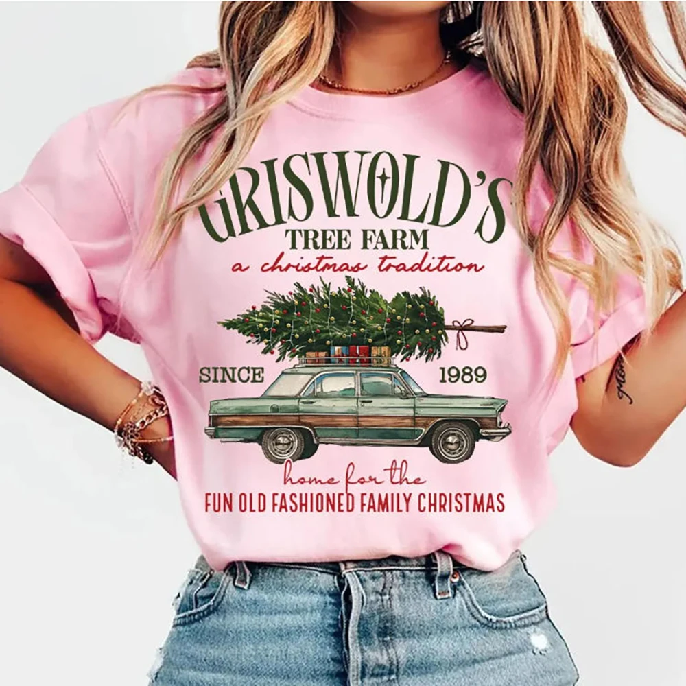 Griswold Kerstboom Boerderij T-shirt jaren '90 Kerst Film Shirt Bijpassende Familie Vakantie Tees Retro Vrolijk Kerstfeest Tshirt Tops