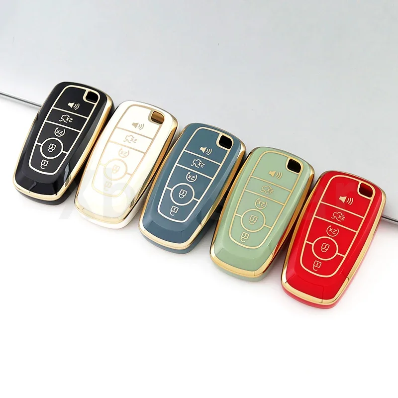 

5 Buttons Car Key Case Cover for Ford Fusion Mustang Explorer F150 Edge Mondeo Mk5 Focus Mk4 2019 2020 2021 Accessories