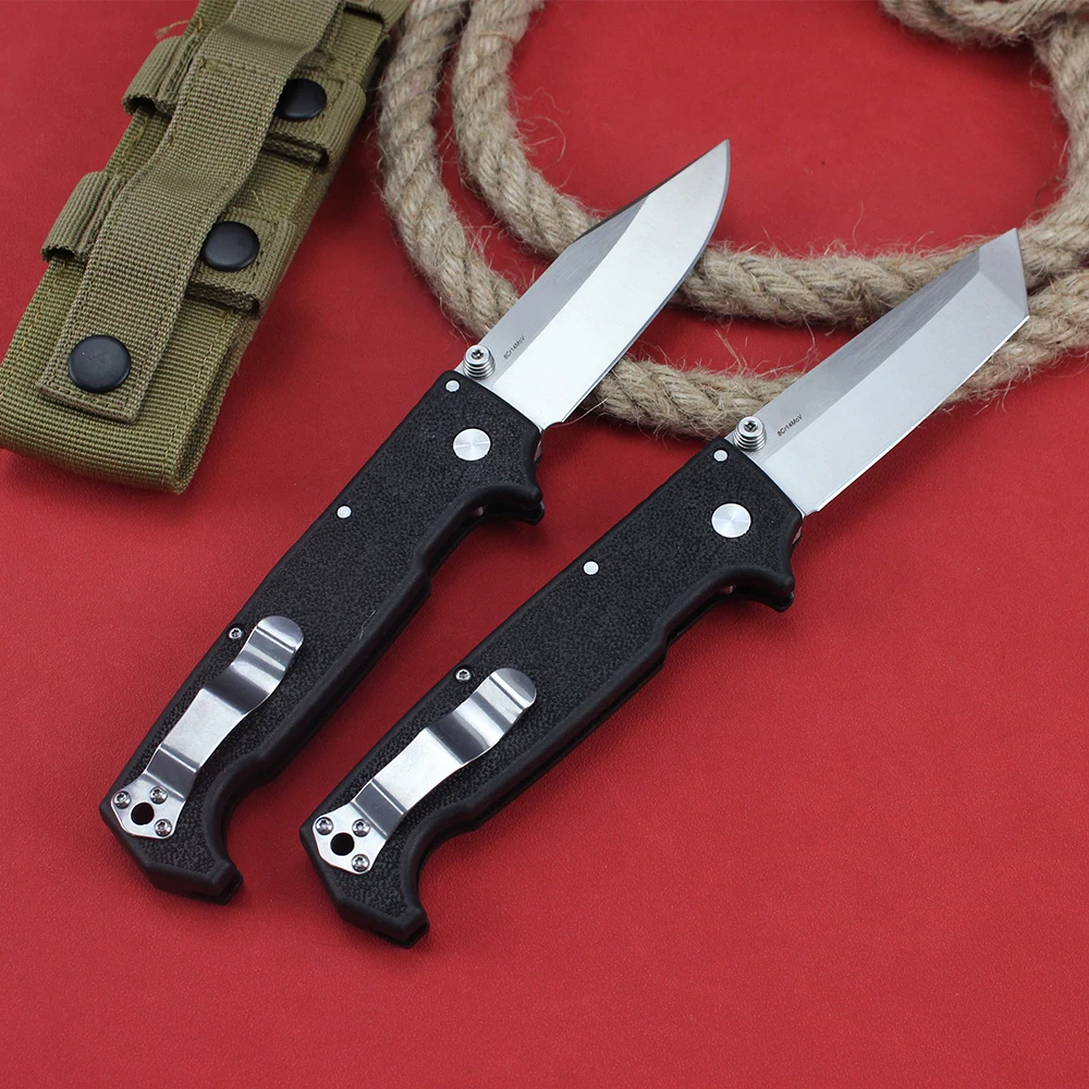 New Cold SR1 Lite Folding Knife 8Cr14MoV Steel Blade Multipurpose Outdoor Hunting Self-defense Pocket Knives for Men Knifes Gift