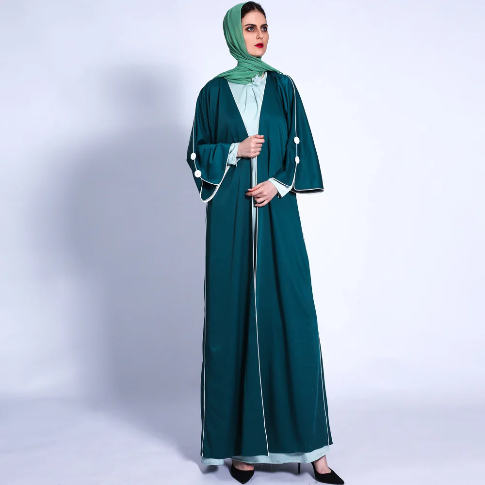 Robe Femme Musulmane cárdigan exterior vestido musulmán para mujer Color sólido cárdigan de cintura suelta Abaya Kimono