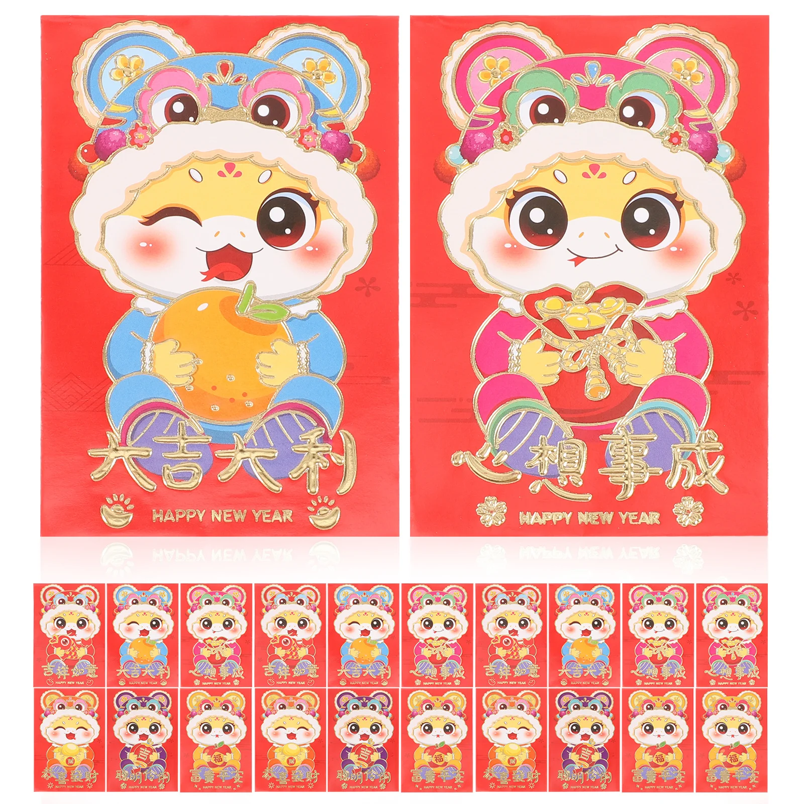 Sobres rojos de dinero de la suerte, paquetes rojos de Año Nuevo Chino, sobres plegables para efectivo, regalo de celebración del Festival de Primavera, 10 Uds.