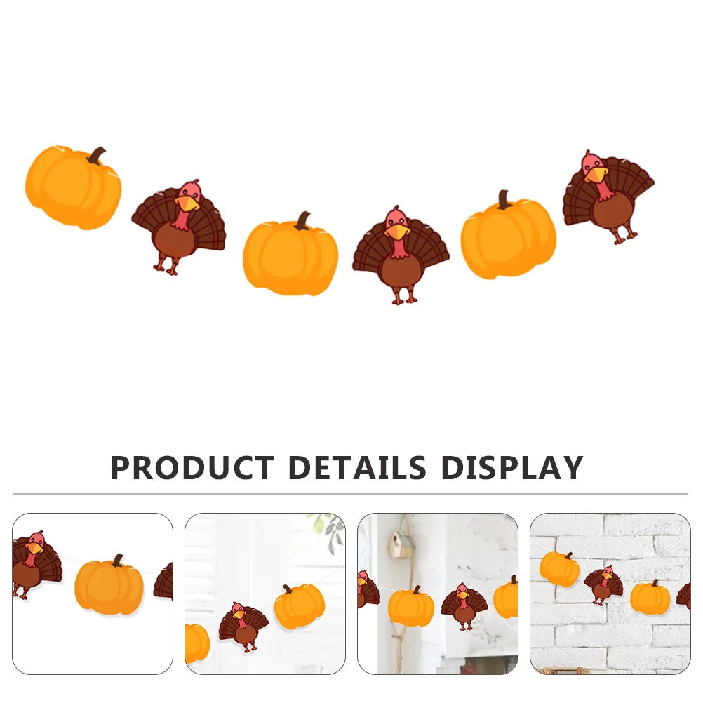 

1Pcs Turkey Pumpkin Thanksgiving Paper Banner Party Decoration Supplies Photo Backdrop Thanksgiving Party Bunting Flags