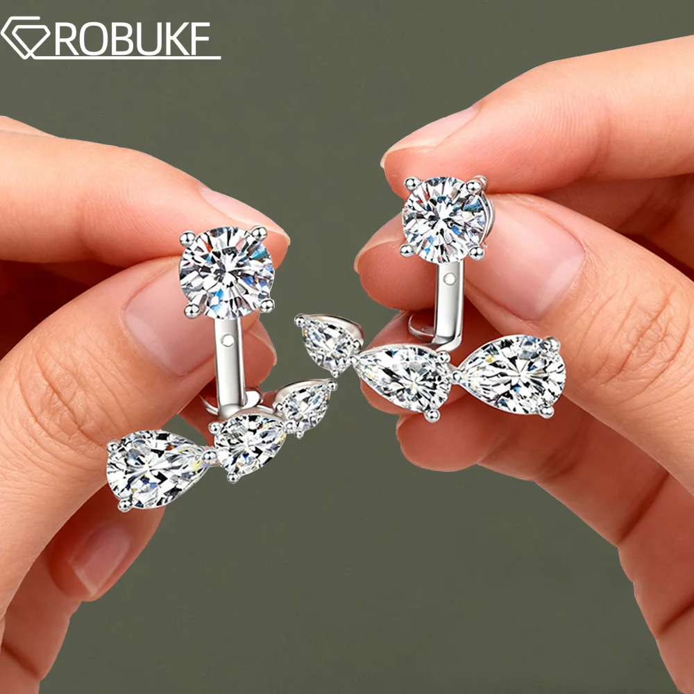 

5mm Moissanite Drop Earring for Women GRA Certified 925 Sterling Silver Double Wearing Detachable Earcuff Party Jewelry Gifts