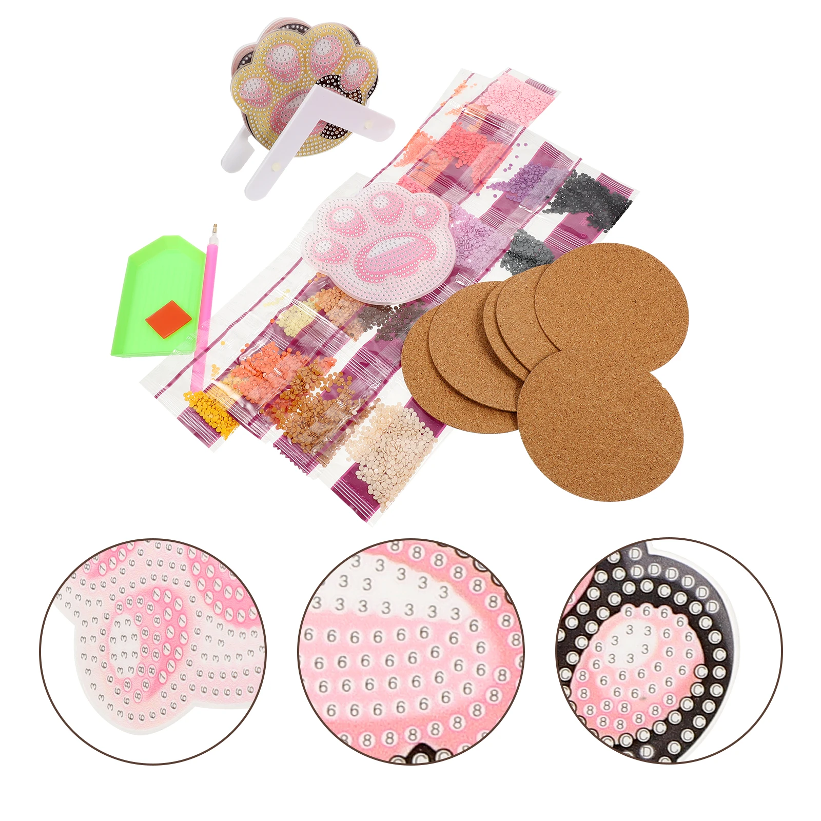 

1 Set Diamond Drawing Coaster Kits Wear-Resistant Heat Insulation Acrylic Diy Craft Cup Mats Household Decorative Non-Slipping