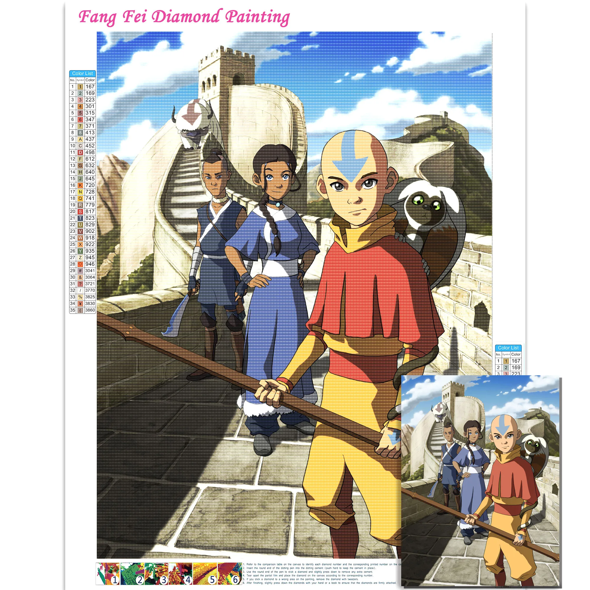 الصورة الرمزية آخر Airbender الماس اللوحة الأمريكية أنيمي النمط الصيني عبر عدة خياطة التطريز صور فسيفساء ديكور المنزل