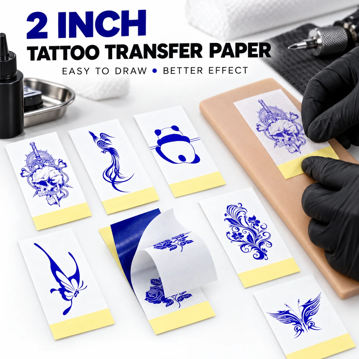 50x130mm Mini Thermal Tattoo Transfer Stencil Carbon Paper Compatible for Portable Thermal Tattoo Printer Tracing Design Tag
