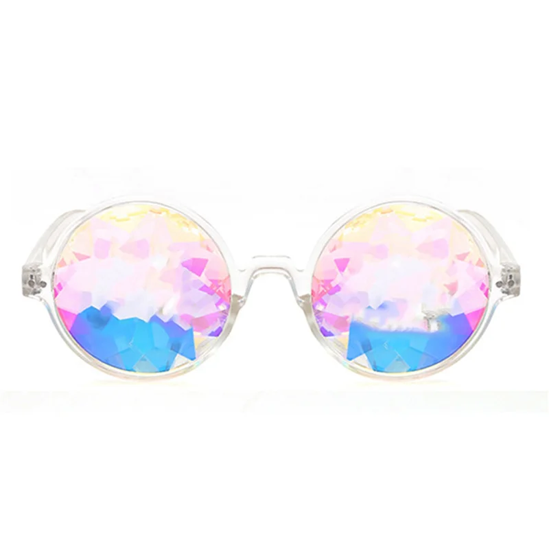 Kaleidoscope Glasses Rave Festival Sunglasses Diffracted Lens-Transparent