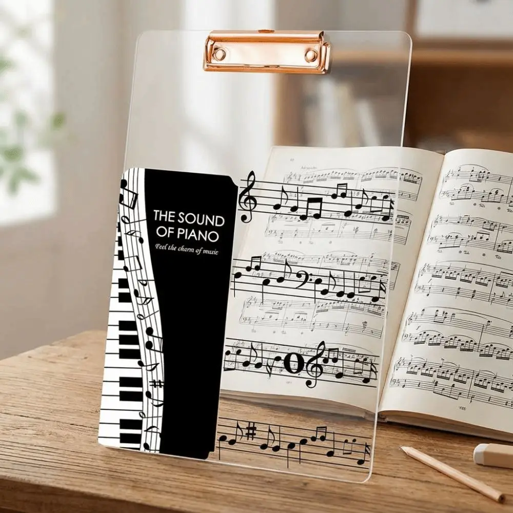 Picture 6: Music Theme Paper Clip Board Thickened Transparent A4 File Folder Writing Tablet Creative Writing Clipboard