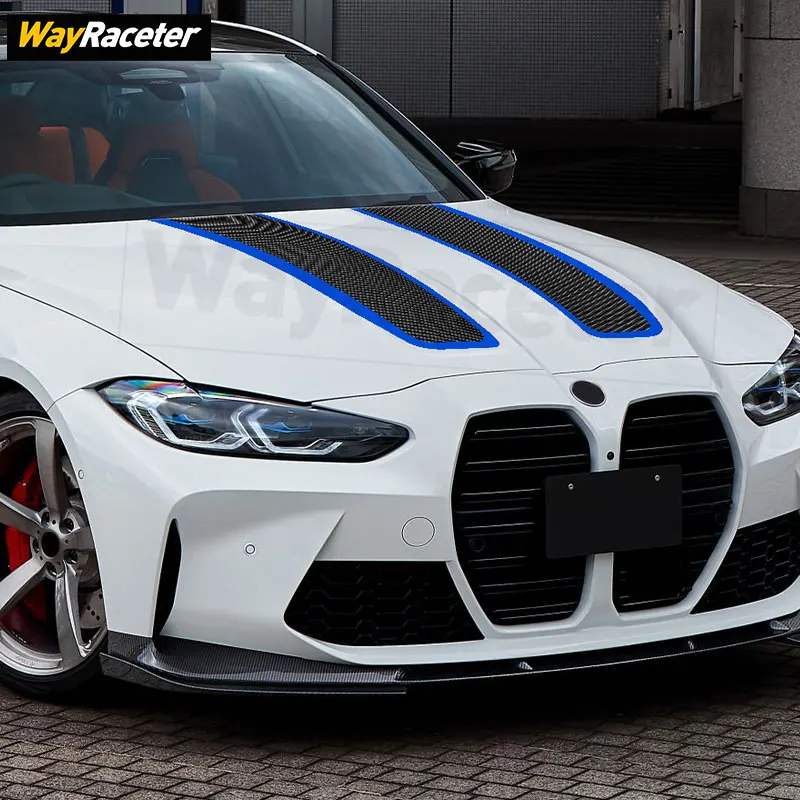 2 Pcs/Set Engine Cover Carbon Fiber Vinyl Bonnet Hood Stripes Decal Sticker For BMW M3 G81 Touring 2026 G80 CS M Sport 2025