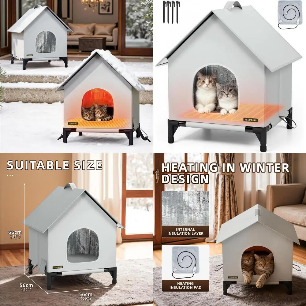 

Изолированный кошачий домик на открытом воздухе с подогревом для кошек от маленьких и средних кошек