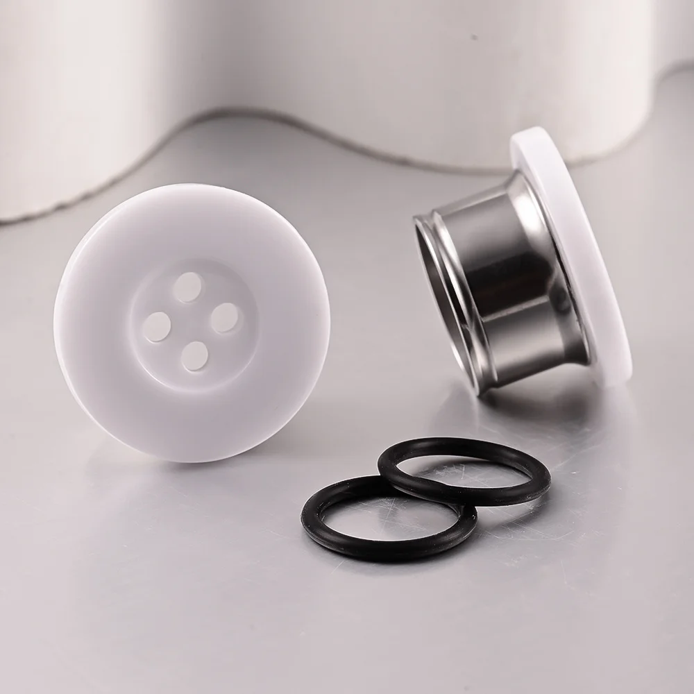 Vanku 2pcs Vintage Stainless Steel Button Ear Plugs Piercing Tunnels Expanders Body Jewelry Earring Gauges Stretchers