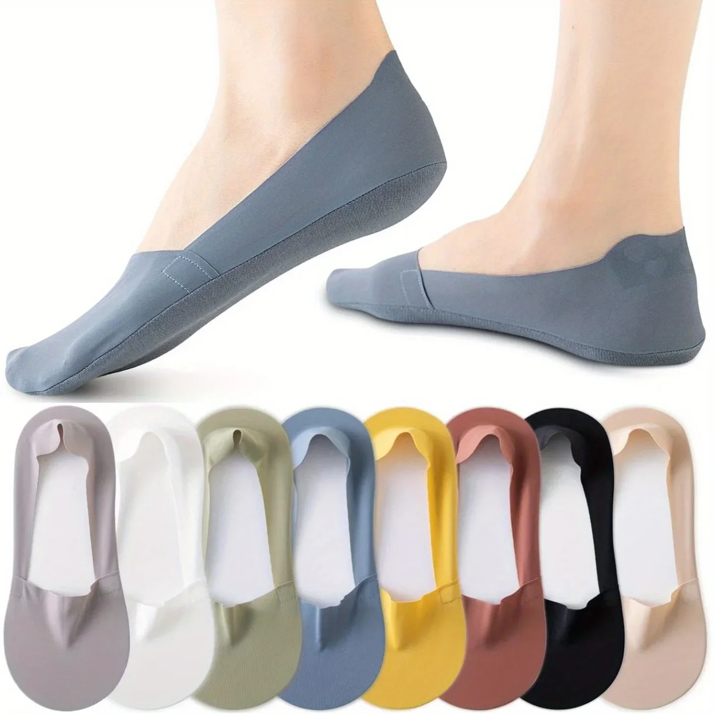 

Womens No-Show Socks 5-8 Pairs - Anti-Slip Low Cut Liners for Flats & Boat Shoes, Breathable & Invisible Footies